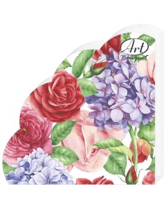 Салфетки Цветы 32см 3 сл 12шт круглые в ассортименте Bouquet