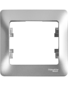 Рамка для розеток и выключателей Glossa 1 пост цвет алюминий Schneider electric