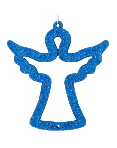 Елочная игрушка Ангелочек 9 см глиттер синий Без бренда