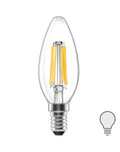 Лампа светодиодная E14 220 240 В 6 Вт свеча прозрачная 800 лм нейтральный белый свет Lexman
