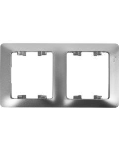 Рамка для розеток и выключателей Glossa 2 поста вертикальная цвет алюминий Schneider electric