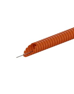 Труба гофрированная D20 мм 50 м ПНД легкая с протяжкой цвет оранжевый Экопласт