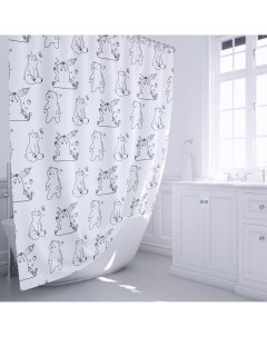 Штора для ванной Teddy Wash 180x200 см полиэстер цвет белый Fixsen