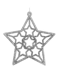 Елочная игрушка Звезда 13 см глиттер серебряный Без бренда