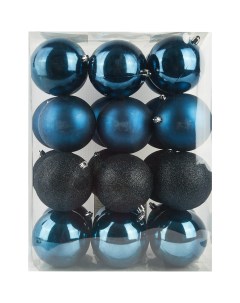 Набор елочных шаров o10 см пластик голубой 24 шт Без бренда