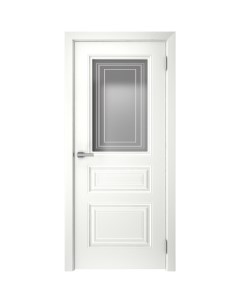 Дверь межкомнатная остеклённая с замком и петлями в комплекте Скин 4 90x200 см эмаль цвет белый Без бренда