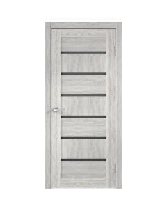 Дверь межкомнатная остеклённая Опал 60x200 см ПВХ цвет дуб европейский серый с замком в комплекте Velldoris