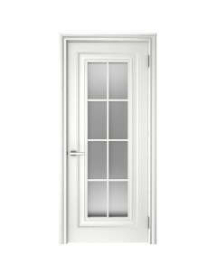 Дверь межкомнатная остеклённая с замком и петлями в комплекте Ларго 1 80x200 см эмаль цвет белый Без бренда