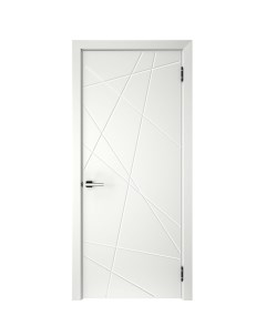 Дверь межкомнатная глухая с замком и петлями в комплекте Графика 90x200 эмаль цвет белый Без бренда