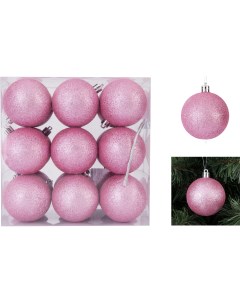 Набор елочных шаров o6 см пластик розовый 18 шт Без бренда