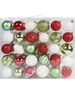 Набор елочных шаров Рождество o7 см пластик разные цвета 60 шт Без бренда