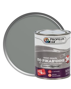 Грунт эмаль 3 в 1 гладкая цвет серый 0 9 кг Profilux