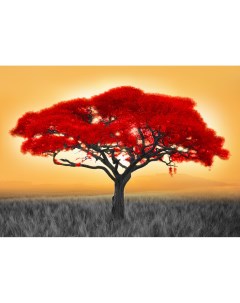 Картина на холсте Красное дерево 50x70 см Постер-лайн