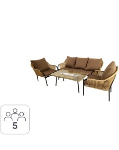Комплект садовой мебели Nuar 3 CNR001 сталь черный бежевый диван стол кресла 2 шт Без бренда