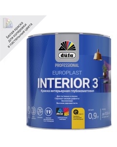 Краска для стен и потолков Europlast Interior 3 матовая цвет белый база А 0 9 л Dufa