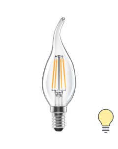 Лампа светодиодная E14 220 240 В 6 Вт свеча на ветру прозрачная 750 лм теплый белый свет Lexman