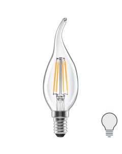 Лампа светодиодная E14 220 240 В 5 Вт свеча на ветру прозрачная 600 лм нейтральный белый свет Lexman