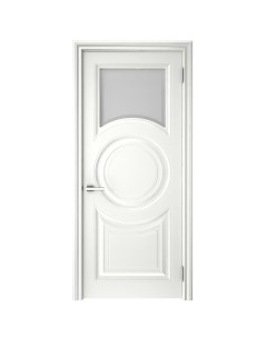 Дверь межкомнатная остекленная с замком и петлями в комплекте Ларго 4 90x200 см эмаль цвет светло се Без бренда