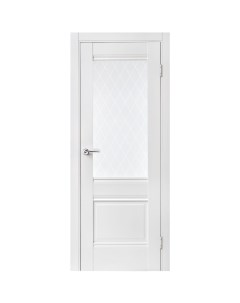 Дверь межкомнатная остеклённая Классико 43 90x200 см ламинация Hardfleх цвет белый с замком и петлям Portika