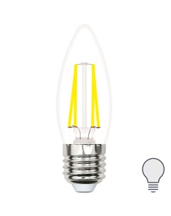 Лампа светодиодная E27 210 240 В 5 5 Вт свеча прозрачная 500 лм нейтральный белый свет Volpe