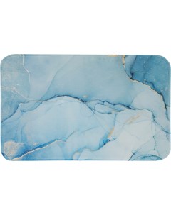 Коврик для ванной комнаты Marble 80x50 см цвет голубой с золотом Swensa