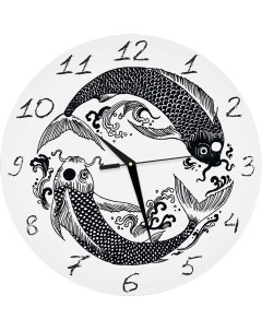 Настенные часы Рыбы Инь Янь 30x30 см Без бренда