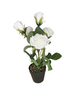 Искусственное растение Роза 30x10 см цвет белый пластик Без бренда