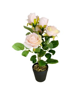 Искусственное растение Роза 30x10 см цвет розовый пластик Без бренда