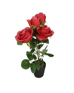 Искусственное растение Роза 30x10 см цвет красный пластик Без бренда