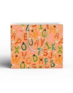 Пакет подарочный Алфавит 20x15 см цвет оранжевый Симфония