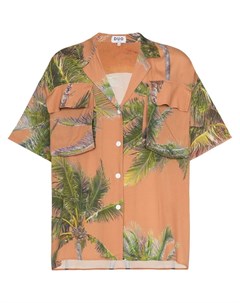 Duo рубашка с накладным карманом и пальмовым принтом нейтральные цвета Duo