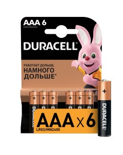 Батарейка Basic AAA LR03 алкалиновая 6 шт Duracell