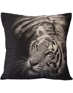 Подушка декоративная Тигр 40x40 см бархат цвет черно белый Seasons