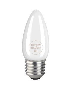 Лампа накаливания Е27 230 В 60 Вт свеча 660 лм теплый белый цвет света для диммера Bellight