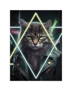 Картина Неоновый кот 2 50х70 Fbrush