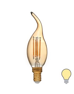 Лампа светодиодная филаментная E14 210 В 5 Вт свеча на ветру золотая 470 лм теплый белый свет Volpe