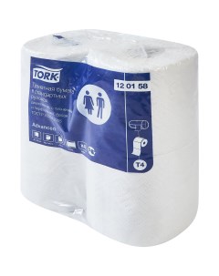 Туалетная бумага белая 2 хслойная 4 рулона Tork