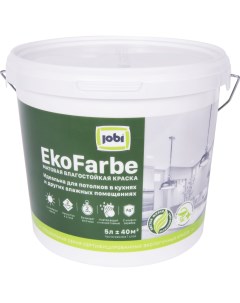 Краска для кухни и ванной Ekofarbe матовая цвет белый база A 5 л Jobi