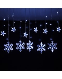 Электрогирлянда комнатная Снежинки в ночи занавес 3x1 м 120 LED холодный белый цвет 8 режимов Auralight