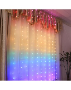 Электрогирлянда комнатная Занавес 2x2 м 200 LED разноцветный свет 8 режимов Без бренда