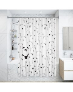 Штора для ванной Panda 180x200 см полиэстер цвет белый Fixsen