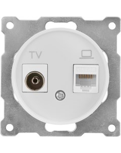 Розетка двойная антенна компьютер TV RJ45 кат 5e встраиваемая 1E20811300 цвет белый Onekeyelectro
