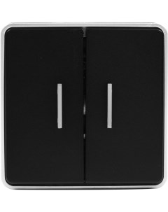 Выключатель накладной Gallant 2 клавиши с подсветкой цвет чёрный с серебром Werkel