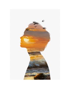 Картина на холсте Девушка на закате 50x70 см Постер-лайн