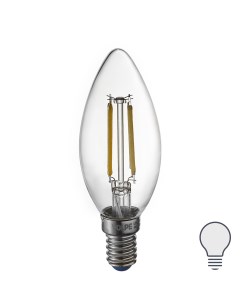 Лампа светодиодная филаментная свеча 6 Вт Е14 600 Лм прозрачная холодный белый свет Volpe
