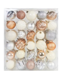Набор елочных шаров Природный o7 см пластик разные цвета 60 шт Без бренда