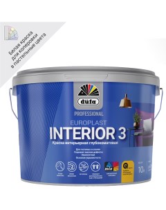 Краска для стен и потолков Europlast Interior 3 матовая цвет белый 10 л Dufa