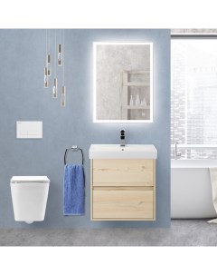Мебель для ванной комнаты Neon 60 см подвесная 2 ящика Pino Blanco Belbagno