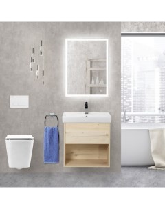 Мебель для ванной комнаты Neon 60 см подвесная 1 ящик Pino Blanco Belbagno