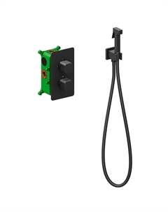 Гигиенический душ со смесителем Petruma 5089/03SM черный, с термостатом и внутренней частью Timo